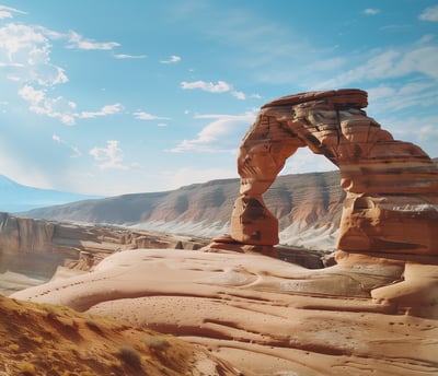 Wide shot of Arches National Park in Utah.