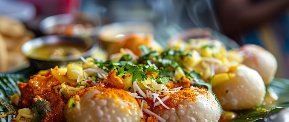 Rich diversity and vibrant colors of Indian street food.