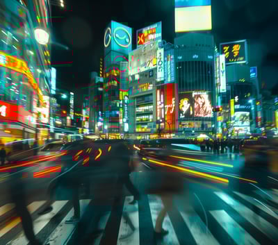 Pedestrians crossing in Tokyo, Japan.