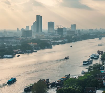 View of the vibrant energy and bustling life of Bangkok, Thailand.