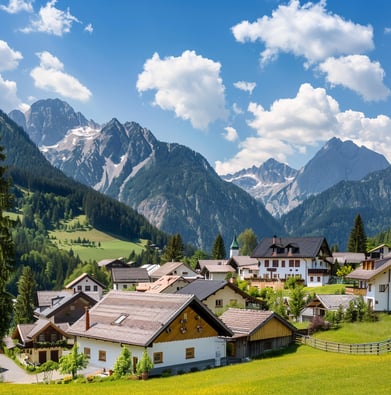 Houses in a mountain village in Tarrenz, Austria