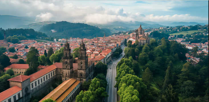 an aerial shot of Galicia