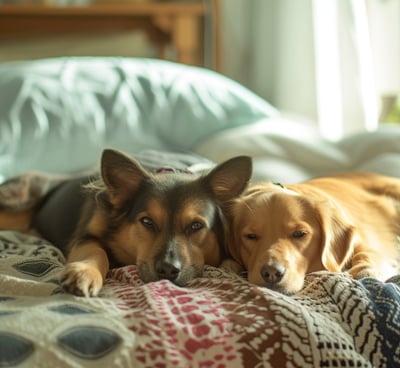 Pets in the bedroom of a rental home in Santiago, Spain