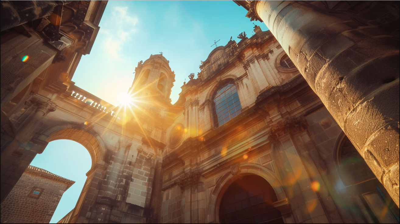 Morning  sun rays creates an aesthetic light in palace Morning  sun rays creates an aesthetic light in palace