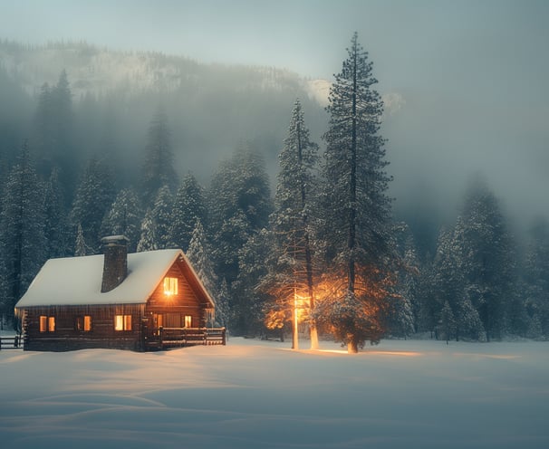 a cabin near Sequoia National Park during winter a cabin near Sequoia National Park during winter