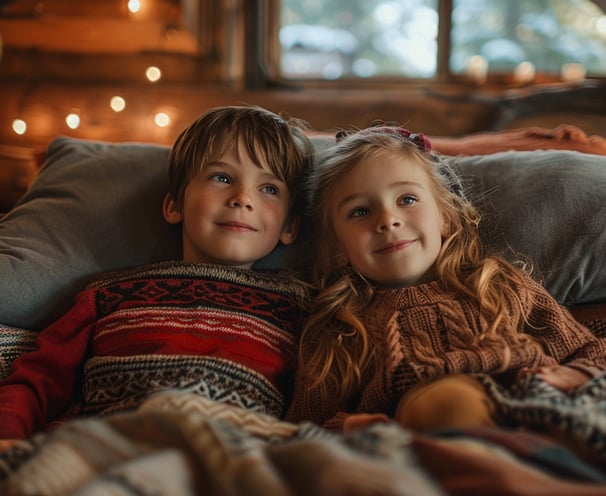 children inside a cabin near Sequoia National Park children inside a cabin near Sequoia National Park