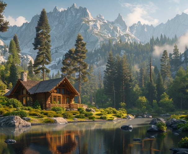 a cabin near Sequoia National Park in summer a cabin near Sequoia National Park in summer