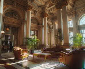 a luxurious living room in a mansion