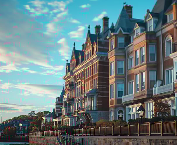 a row of hotels by the bay