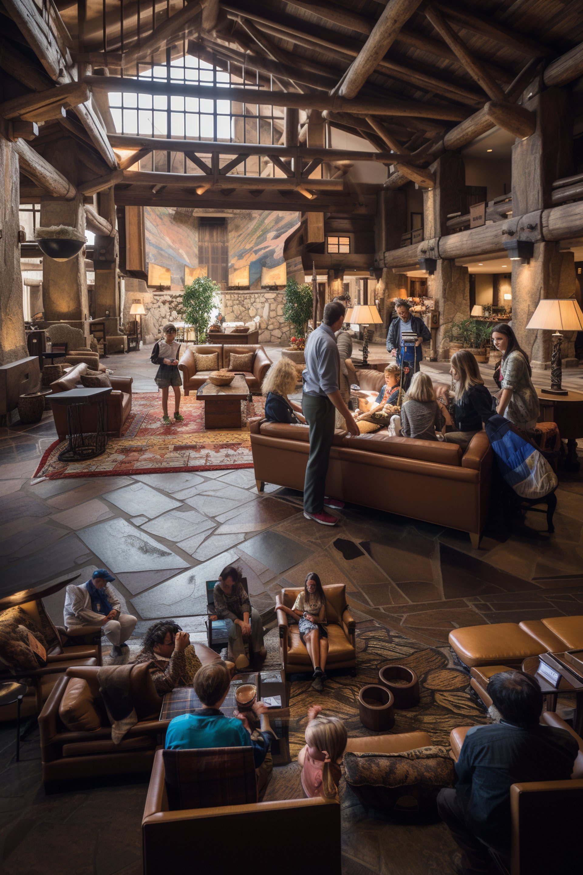 okiescookies an indoor shot of the hotels rustic lobby showcasi