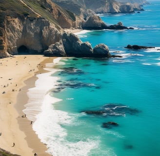 a beach with a view of a body of water