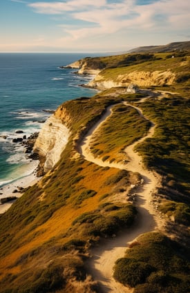 a path leading to the ocean with a path leading to the beach