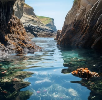 a cave in a cave with a view of the ocean