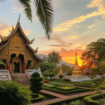 A temple with a garden in chiang mai, thailand A temple with a garden in chiang mai, thailand