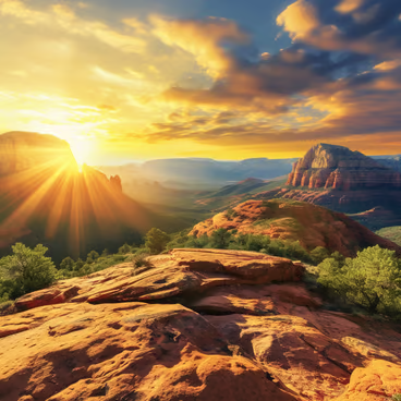 Rock formations under the setting sun in Sedona, Arizona Rock formations under the setting sun in Sedona, Arizona