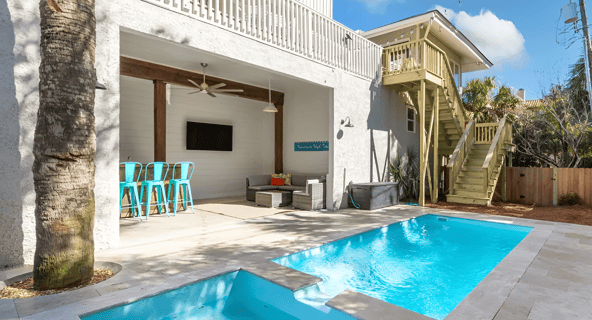 A small swimming pool of a small villa