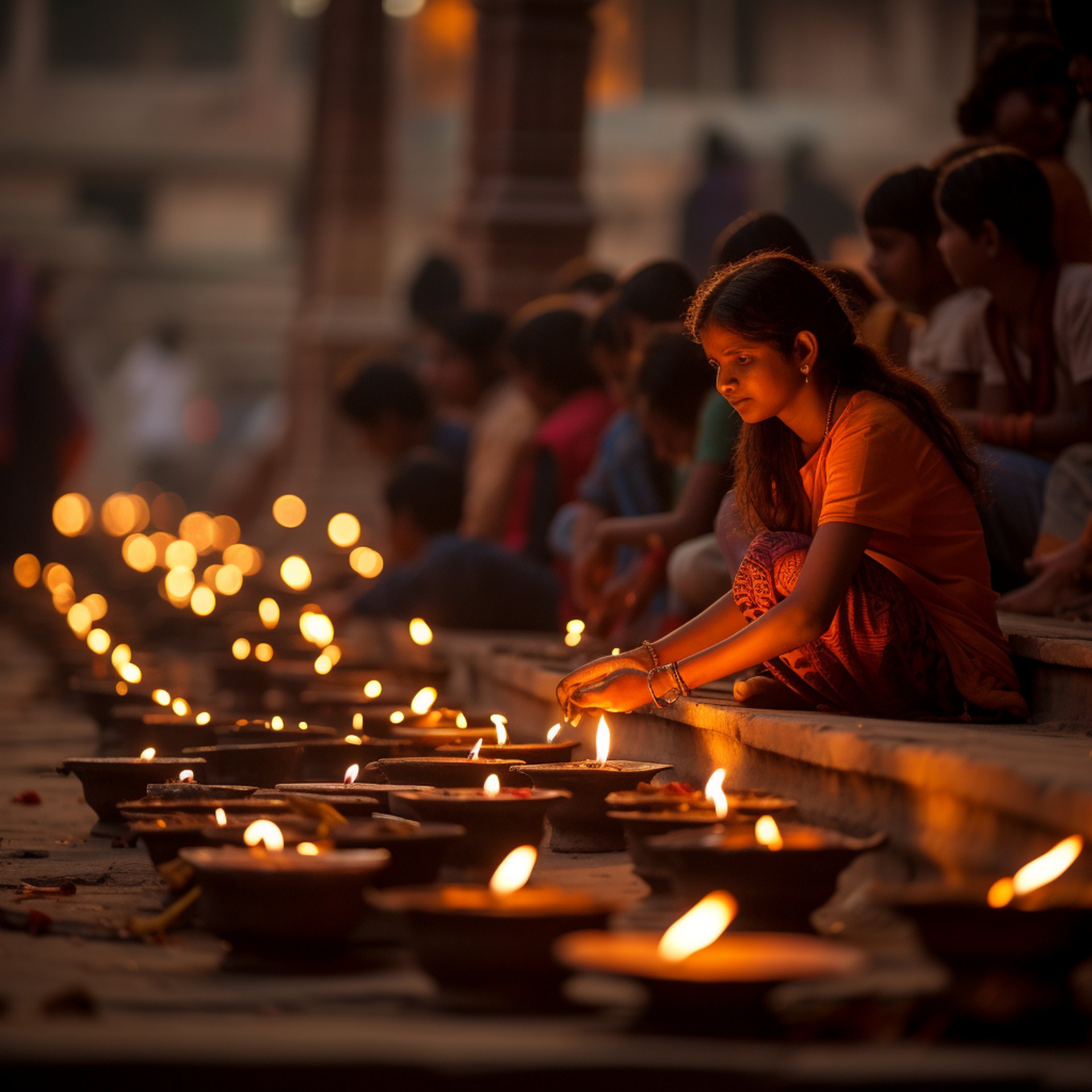 the ancient ghats of varanasi are illuminated
