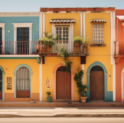 A row of colorful buildings with balconi and balcony balconi A row of colorful buildings with balconi and balcony balconi