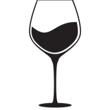 . Black outlined wine glass illustration on a blank canvas