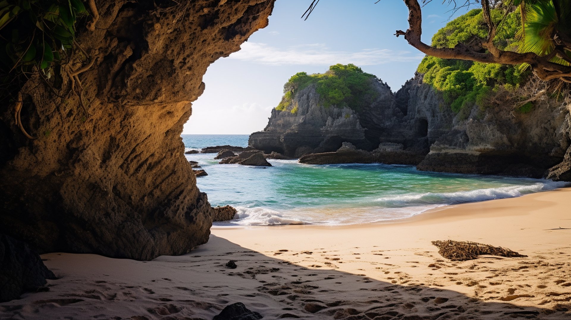 A see beach with natural view and big stone A see beach with natural view and big stone