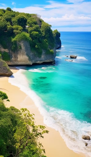 a beach with a view of a cliff and a beach