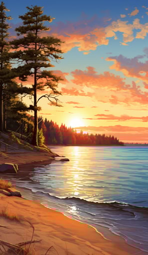 sunset over the beach