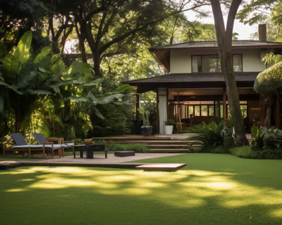 a house with a lawn and a deck for rent in Sao Paulo