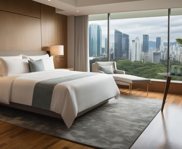 a bedroom with a view at the Rosewood Sao Paulo a bedroom with a view at the Rosewood Sao Paulo