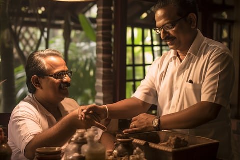 Two men in white shirts cooking together in a kitchen. Two men in white shirts cooking together in a kitchen.