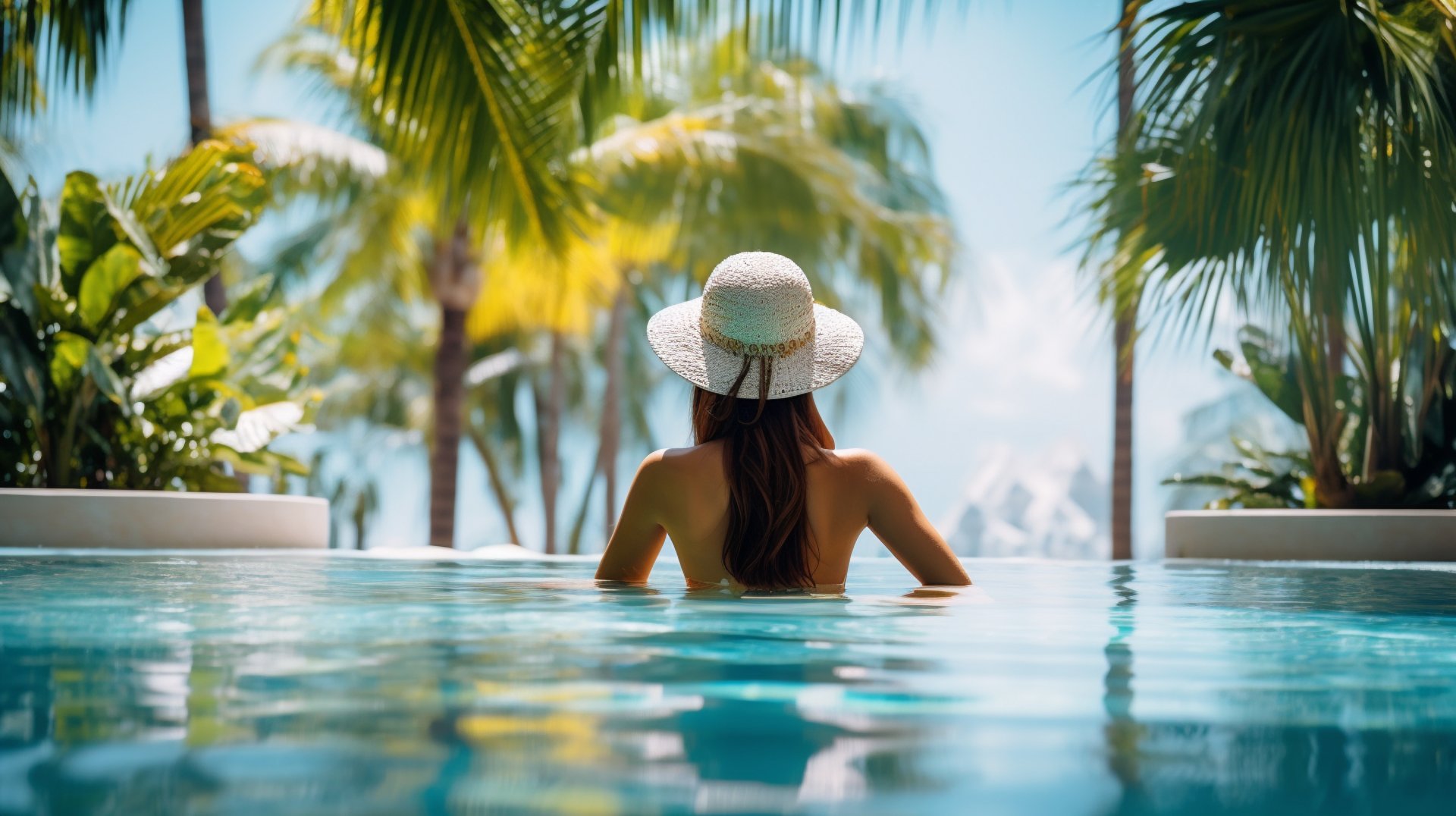 A women in a personal pool A women in a personal pool