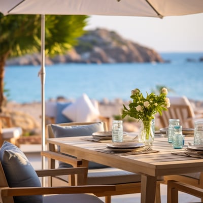 hotel restaurant beside lake