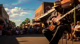 A soulful guitarist captures the essence of the King Biscuit Blues Festival in Helena, Arkansas A soulful guitarist captures the essence of the King Biscuit Blues Festival in Helena, Arkansas