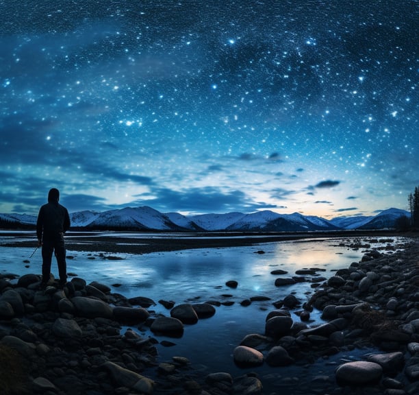 a person stargazing at Glacier National Park