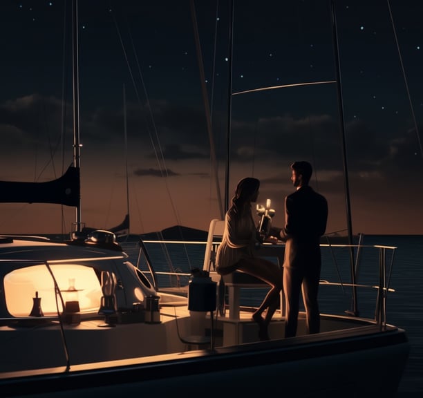a couple enjoying a night cruise