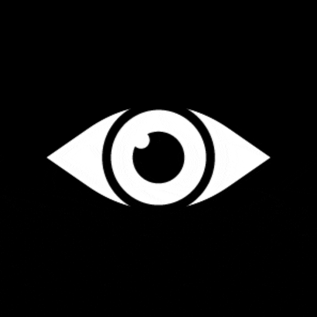 A close-up of a white eye against a black background