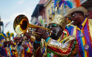 Jazz and jubilation: the vibrant soul of a New Orleans parade. Jazz and jubilation: the vibrant soul of a New Orleans parade.