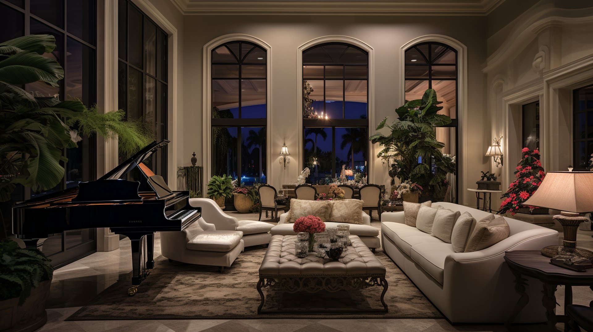 A drawing room with piano