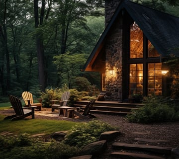 secluded cottage rental with a firepit in a wooded area in Bass Lake, california secluded cottage rental with a firepit in a wooded area in Bass Lake, california