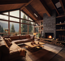 living room area of a Bass Lake cabin rental in California living room area of a Bass Lake cabin rental in California