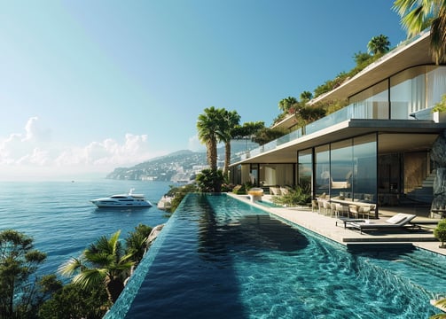 a large house with a view of the ocean