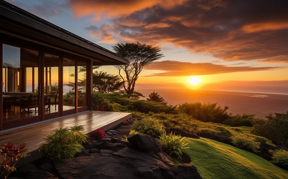 A house with a deck overlooking the ocean A house with a deck overlooking the ocean