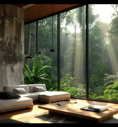 a living room with a couch and a coffee table