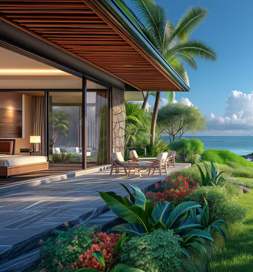Creative depiction of a beachfront vacation home for rent in Oahu