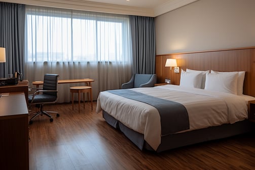 interior of a family-friendly hotel's standard bedroom in Nagpur, India