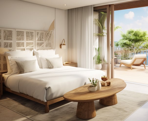 a bedroom with a bed and a table a bedroom with a bed and a table