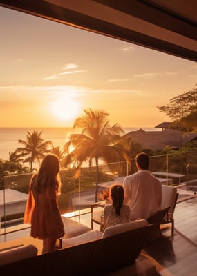 a couple of people sitting on a couch in a balcony a couple of people sitting on a couch in a balcony