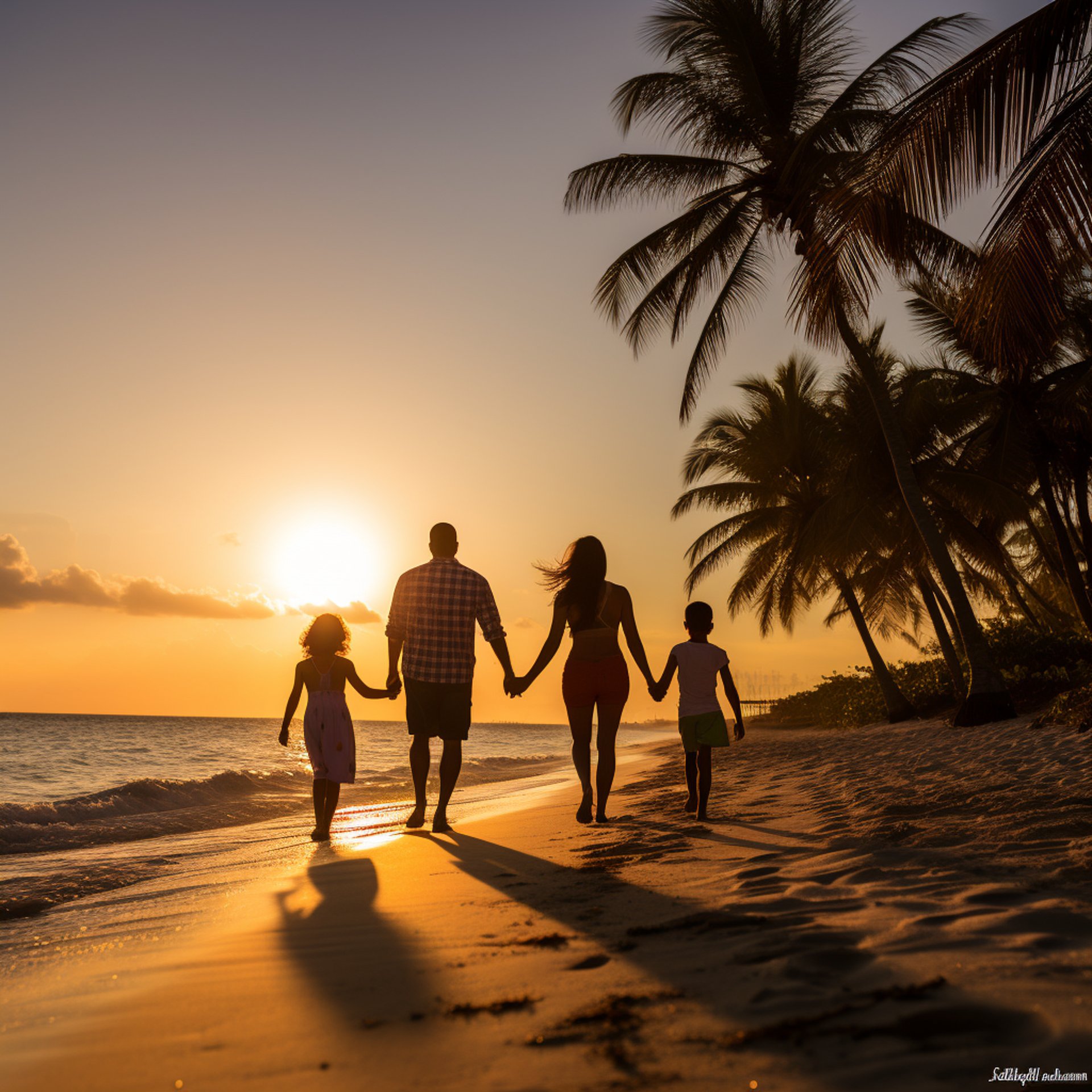 Candid shot of a family of four