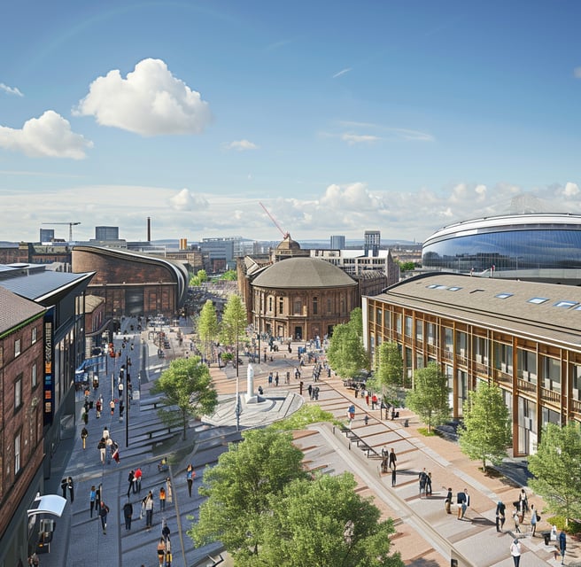 people walking along glasgow's east end