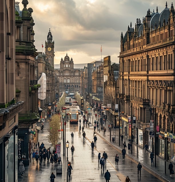 people walking down the street of glasgow city centre