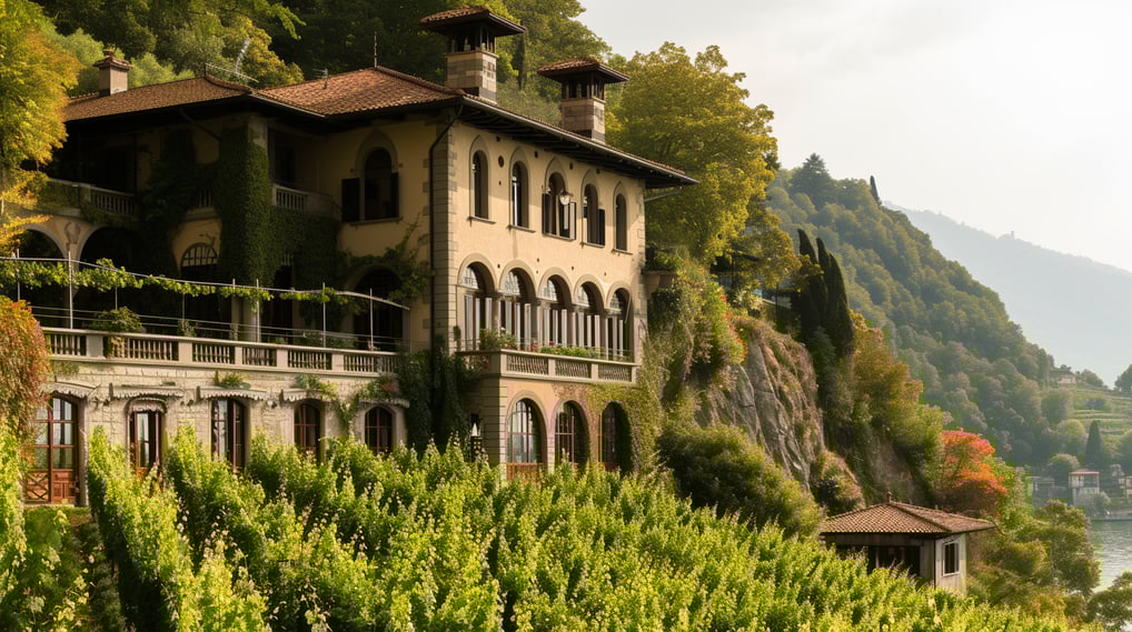 A large villa nestled in a vineyard in lake como
